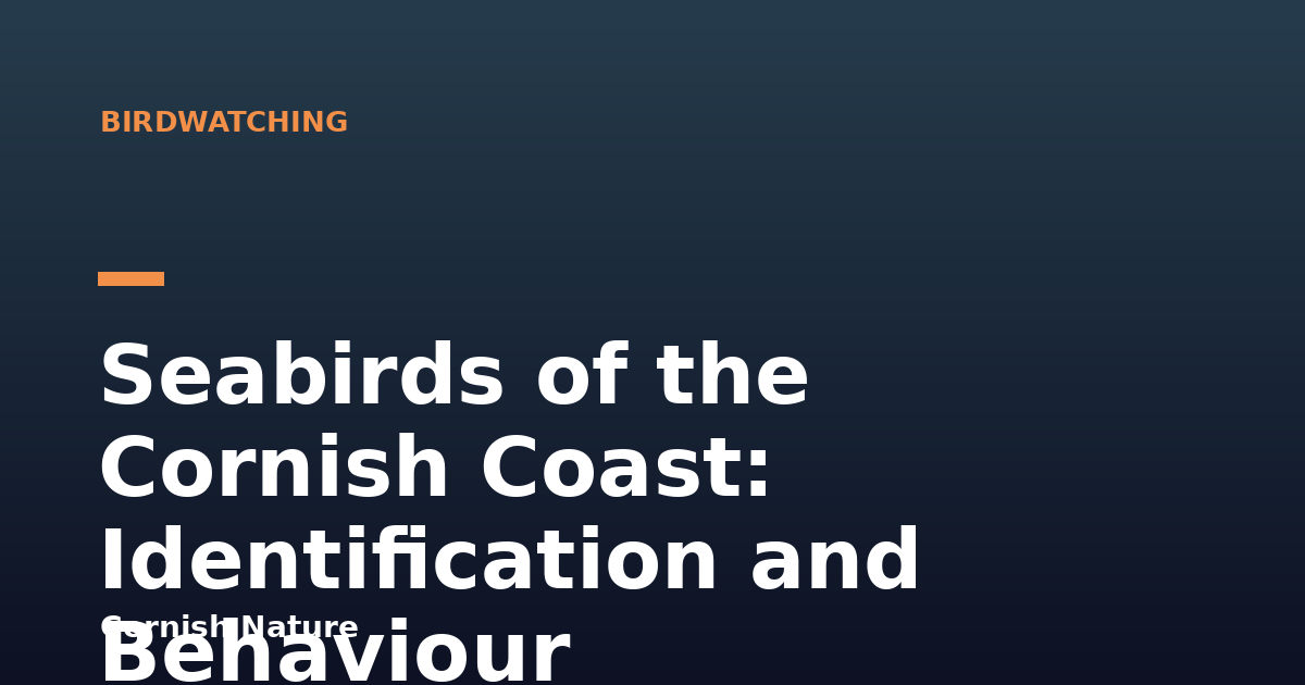 Seabirds of the Cornish Coast: Identification and Behaviour